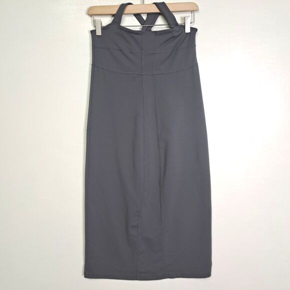 Athleta Sizzle Gray Shelf Bra Stretchy Nylon Spandex Halter Dress MT Medium Tall - Picture 2 of 11